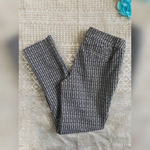 Damask Black White Grey Pattern Cigarette Leg Pant